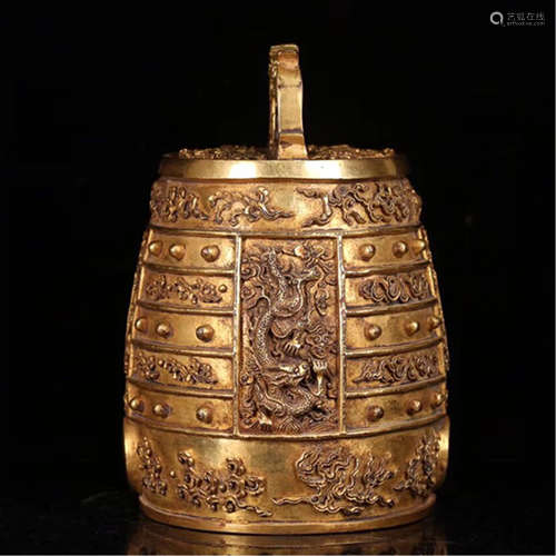 A FINE CHINESE GILT BRONZE RITAL BELL