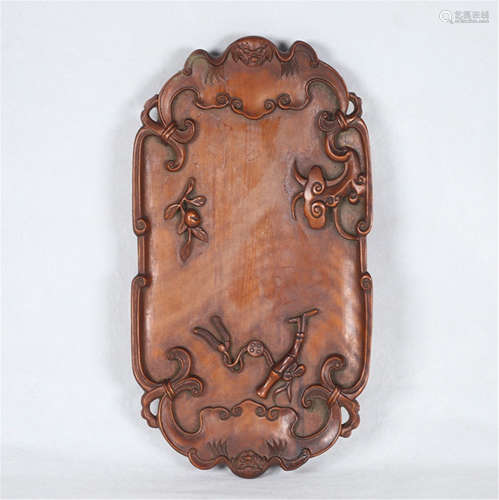 A CHINESE BOXWOOD CARVED BRUSH WASHER