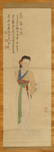 A CHINESE SCROLL PAINTING BEAUTY OF ZHANG DAQIAN