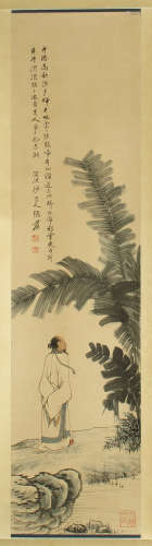 A CHINESE SCROLL PAINTING MAN UNDER TREE OF ZHANG DAQIAN