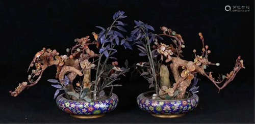 A PAIR OF CHINESE FLOWER BAMBOO BASINS