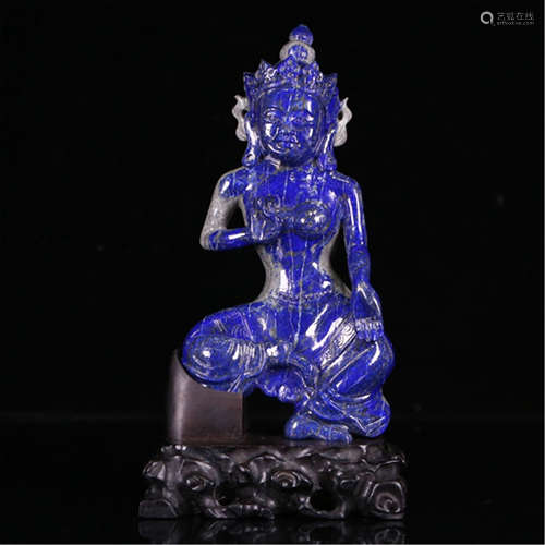 A CHINESE LAPIS SEATED BUDDHA