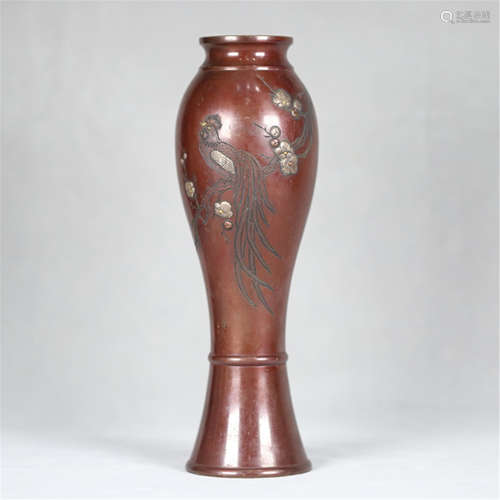 A CHINESE BRONZE BRID VASE