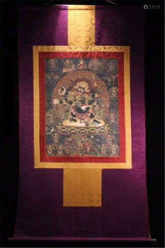 TIBETAN THANGKA OF SEATED BUDDHA