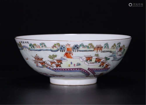 A CHINESE PORCELAIN FAMILLE ROSE POEM BOWL