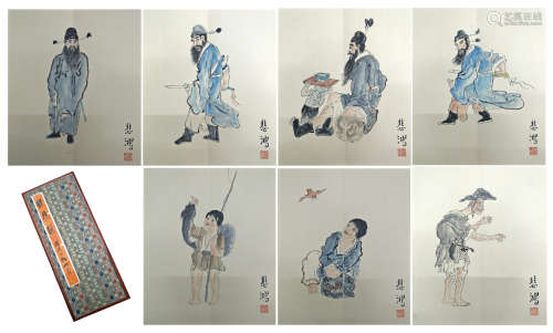 A CHINESE SCROLL PAINTING OF MEN