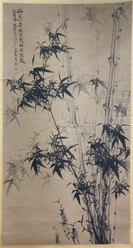 A CHINESE SCROLL PAINTING OF BAMBOO