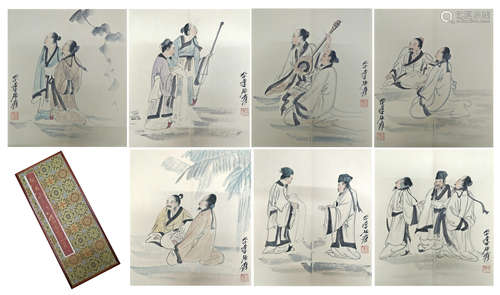 PAGES OF CHINESE SCROLL PAINTING OF FIGURE