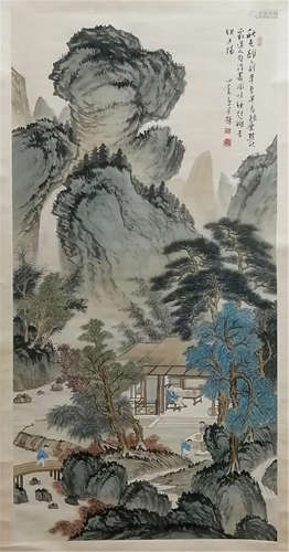 A CHINESE SCROLL PAINTING OF LANDSCAPE