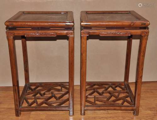 A  PAIR  OF  FLOWER TABLES  WITH  NANWOOD  INLAIDING  ROSEWOOD  IN  QING  DYNASTY