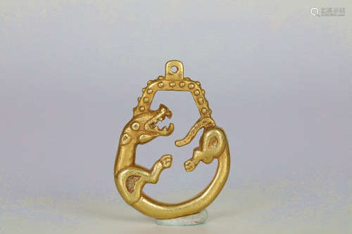 Ancient 18K Gold Dragon Pendant