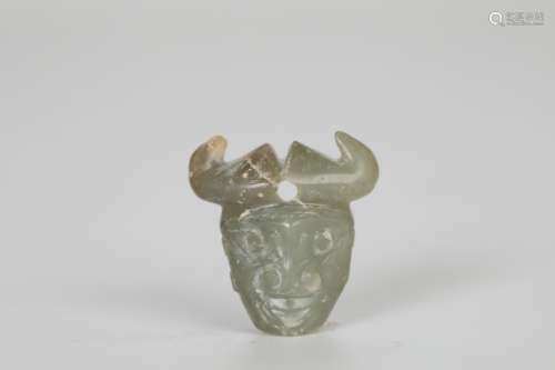 Very old jade bull head