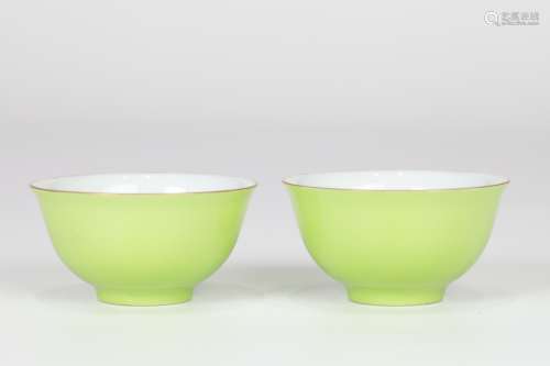 Qing,Pair of apple green cup
