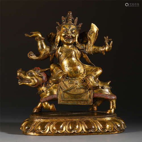 A CHINESE GILT BRONZE SEATED BUDDHA