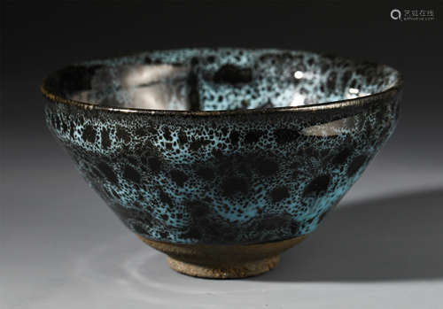 A CHINESE PORCELAIN CELADON GLAZED INK PAINTED BOWL