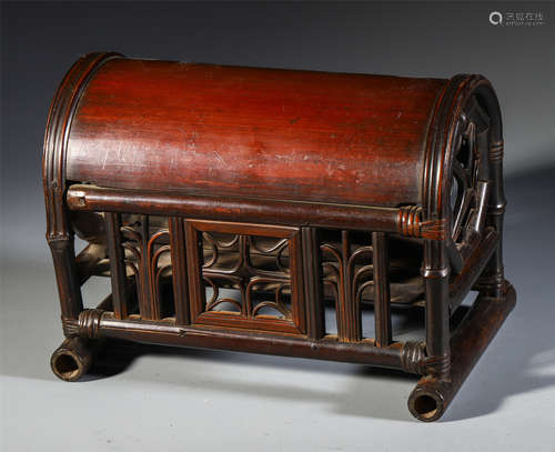 A CHINESE CARVED BAMBOO MOUSE CAGE