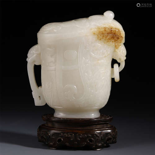 A CHINESE CARVED BEAST CUP