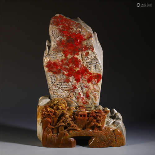 A CHINESE STONE CHICKEN BLOOD TABLE ITEM