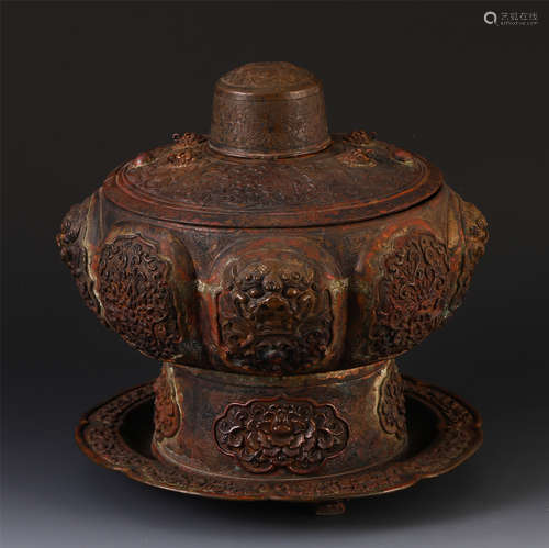 A CHINESE BRONZE BEAST BURNER