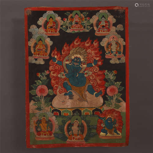 TIBETAN THANGKA OF SEATED BUDDHA