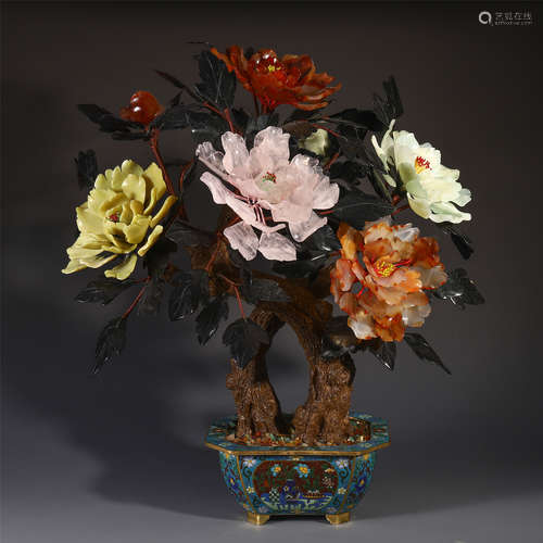 A CHINESE CLOISONNE WUCAI FLOWER BASIN