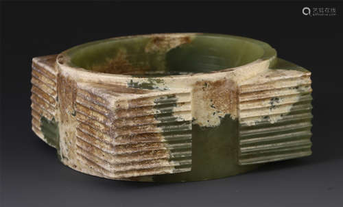 A CHINESE CARVED GAOGU JADE SQUARE TABLE ITEM