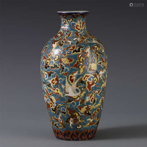 A CHINESE CLOISONNE PAINTED PHOENIX VASE