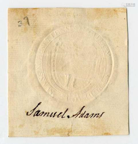 Declaration Signer Samuel Adams Superb Signature, With