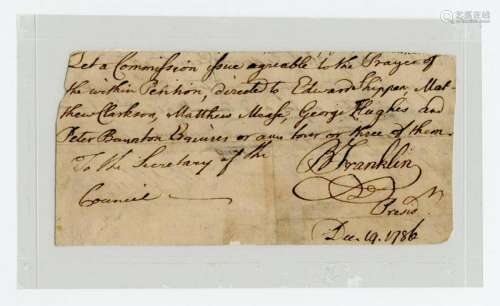 Declaration Signer Benjamin Franklin Bold Signature on