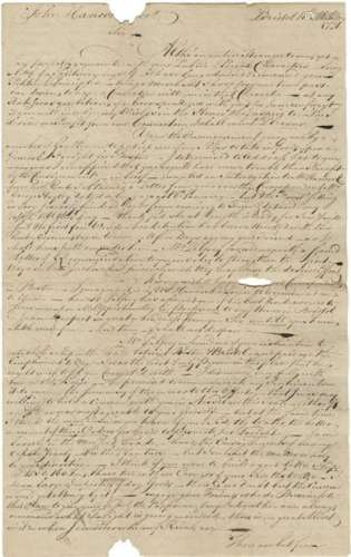 Declaration Signer John Hancock 1771 Docketed Letter,