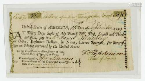 Declaration Signer Francis Hopkinson Borrows Money to