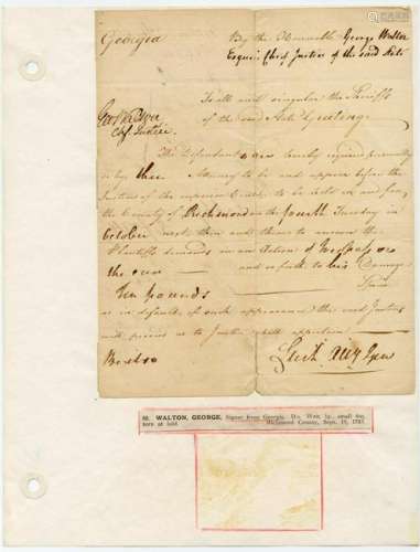 Declaration Signer George Walton DS 1783