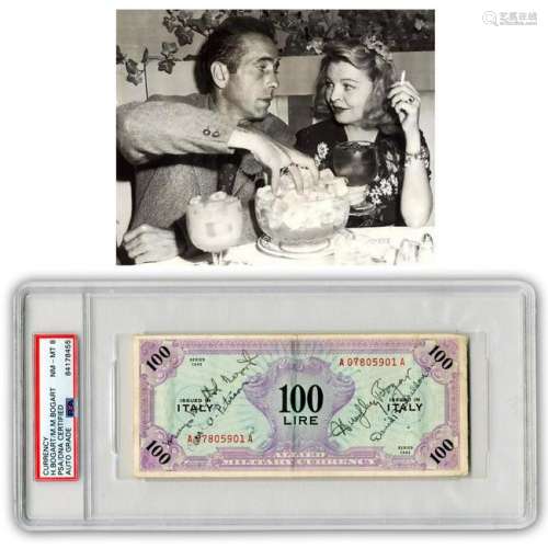 Humphrey Bogart and Wife Mayo Methot Sign WWII