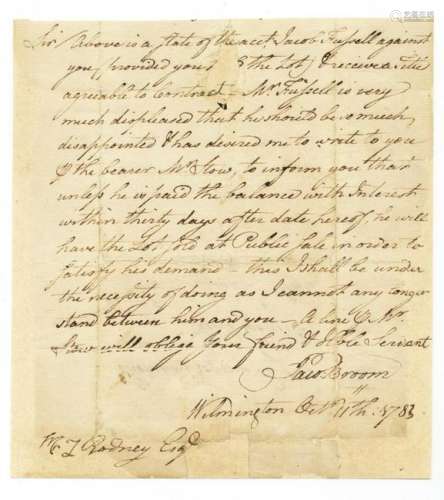 Jacob Broom, Rarest of the Constitution Signers ALS, 