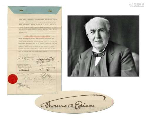 Thomas Edison 1885 Contract from his Electric Light