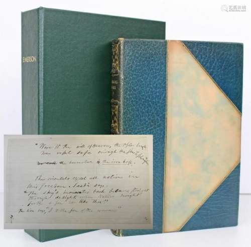 Ralph Waldo Emerson Autographed Limited Edition, Finely