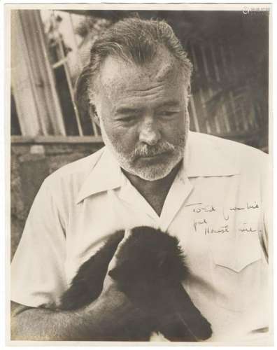 Ernest Hemingway Dedicated and Signed Enormous Photo,