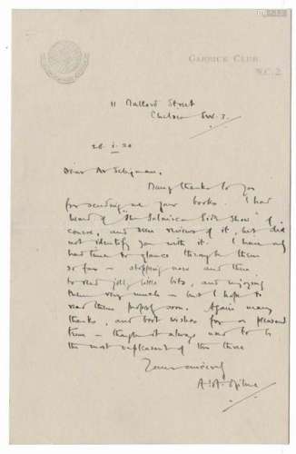 A.A. Milne Letter in The Year of Christopher Robin's