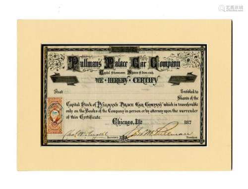 George Pullman Signed Stock Certificate