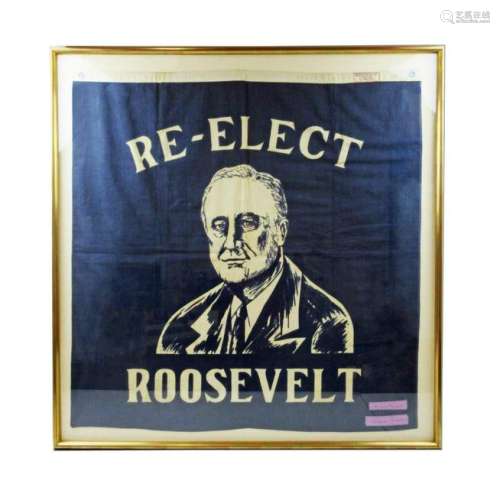 Outstanding Roosevelt Election Banner, Signed by both