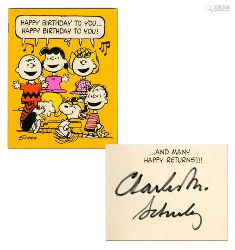 Charles Schulz Boldly Signed Rare Birthday Card Book