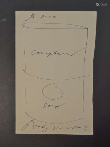 SOUP CAN DRAWING BEARING ANDY WARHOL SIGNATURE