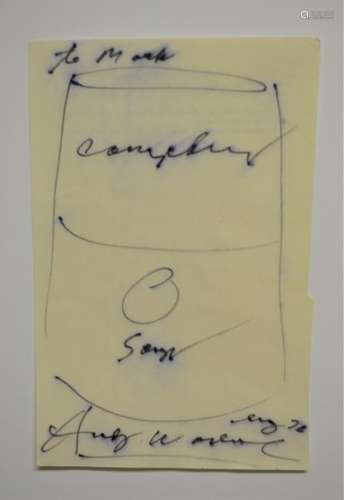 ANDY WARHOL VINTAGE SOUP CAN DRAWING