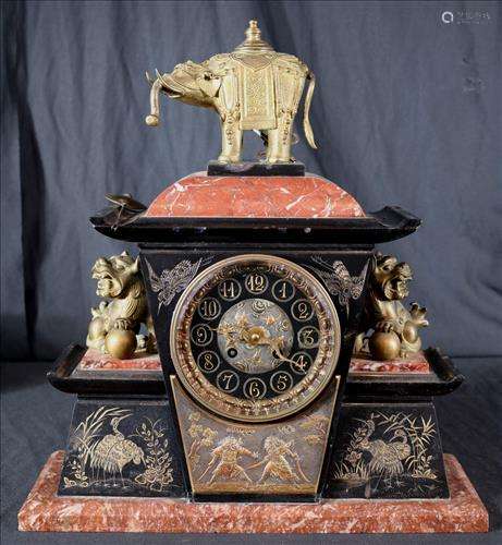 Antique French clock with Oriental elephant dial