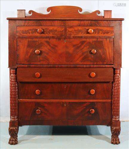 Lg. flamed mahogany Empire 6 drawer chest