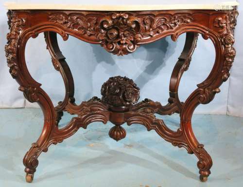 Rosewood rococo Marble top parlor table