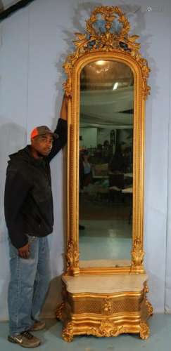 Exceptional Victorian pier mirror  with marble