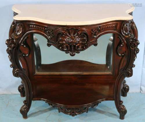 Rosewood rococo marble top pier table