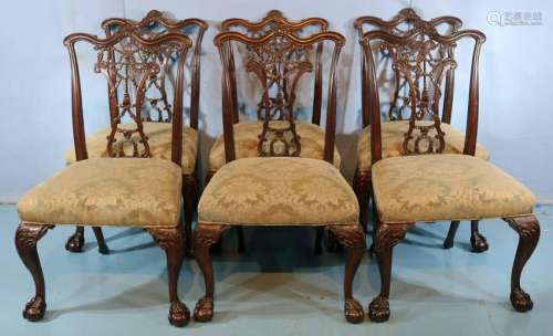 Set of 6 mahogany Chippendale dining chairs