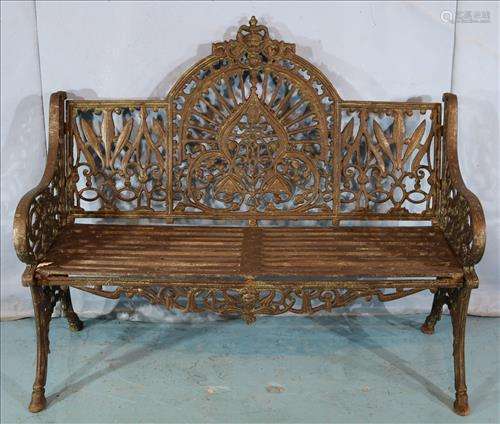 Black cast iron garden bench, 42 in. T, 51 in. L, 19